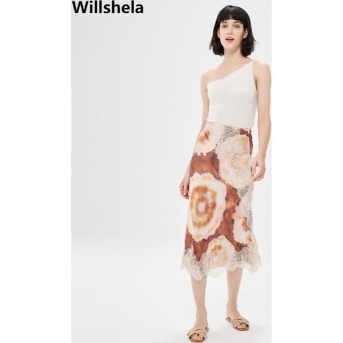 2021 Summer Skirt Women Lace decoration High-waist elegant Fashion casual Vintage skirts Woman jupe longue femme