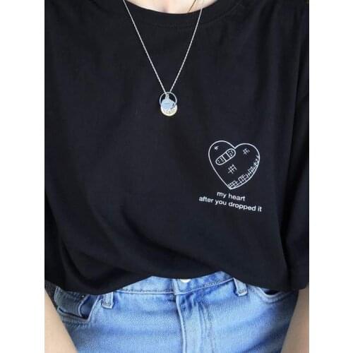 My heart, after you dropped T-Shirt 100% Cotton Aesthetic unisex women quote graphic vintage Fashion grunge funny tshirt top tee