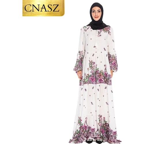 Fashion Womens Muslim Kaftan Abaya Dubai Hijab Color Print And Pearl Decoration Islamic Long Sleeve Dress Pakistan