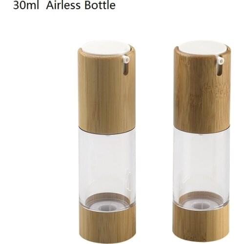 10pcs 30ml Top Grade Airless Bamboo Bottle Empty Bamboo Lotion Pump Bottle Anti-oxidation Clear Plastic Airless Packing Bottle