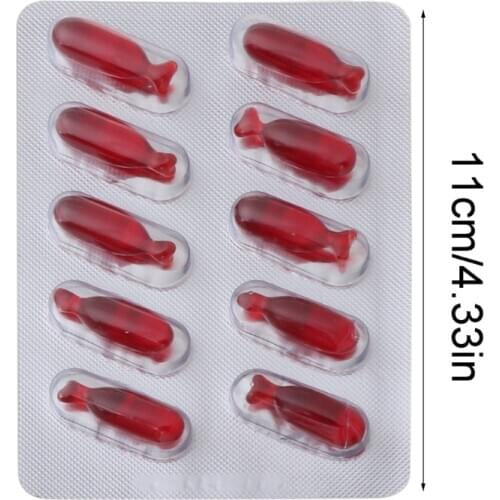 10pcs Halloween Fake Blood Capsule Plasma Pills Vampire Horror Funny Joke Prank Y4UD