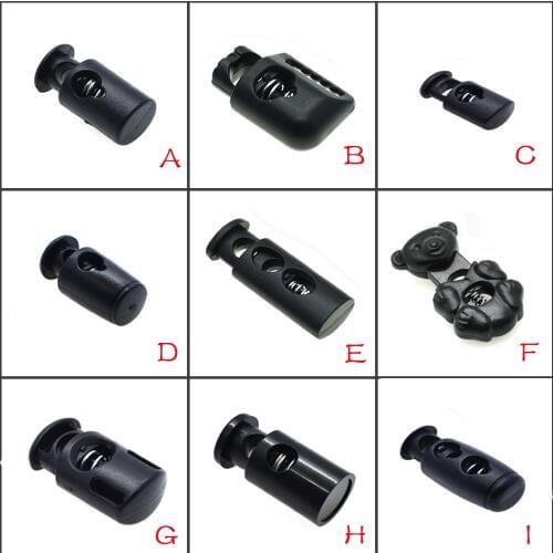 10pcs Plastic Cord Locks Toggle Clip Stopper Cord Buckle Widely Used For Clothing/Backback/ Paracord Black