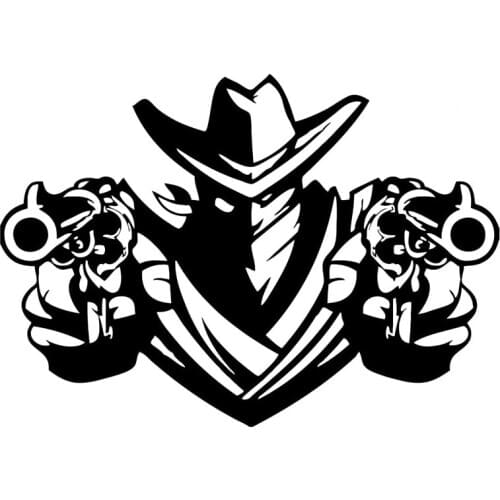 17.6cm*12.4cm Cowboy Fashion Car-Styling Stickers Decals Motorcycle Black/Silver S3-5784