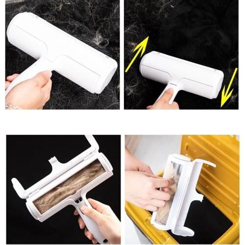 2-Way Pet Hair Remover Roller Removing Dog Cat Hair From Furniture Self-cleaning Lint Pet Hair Remover One Hand Operate GUANYAO