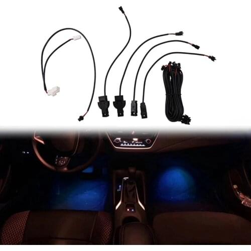 4Pcs LED Foot Light Ambient Light Decorative Light Special Atmosphere Lamp Ice Blue for Toyota C-HR 2018-2021
