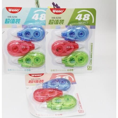 8299 3pcs/card one card price Plastic Correction Tape Normal Office & School Supplies free shipping