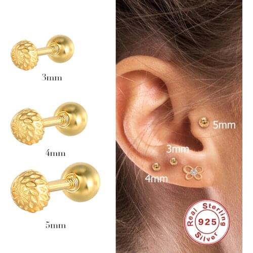 Aide 2021 Trend 925 Sterling Silver Stud Earring For Women Pendientes Plata 925 Gold Bead Ear Bone Piercing Earings Jewelry CZ