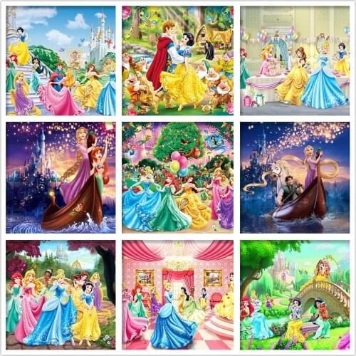 5D DIY Full Round Diamond Painting Disney Princess Diamond Mosaic Picture Cross Stitch Kit Rhinestone Home Decoration
