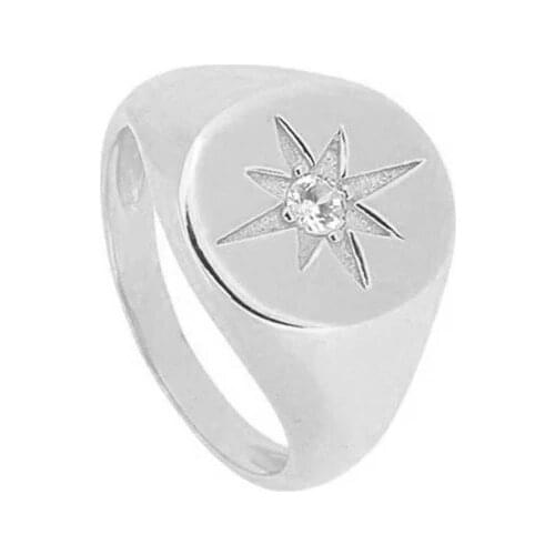 CANNER 925 Sterling Silver Anillos Rings For Women Glossy round octagonal star Ring Luxury Fine Jewelry Wedding Bague Bijoux