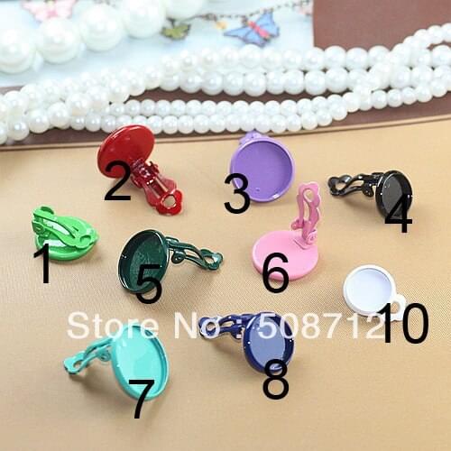 Free shipping!!! 200pcs Mixed Color Earring Ear Clip Base Findings DIY Supplies Craft Pad Blank Jewelry Design insize 12mm