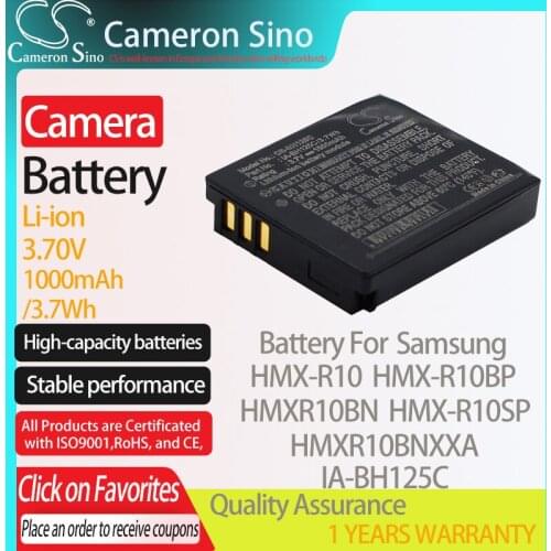CameronSino Battery for Samsung HMX-R10 HMX-R10BP HMXR10BNXXA HMXR10BN HMX-R10SP fits Samsung IA-BH125C Digital camera Batteries