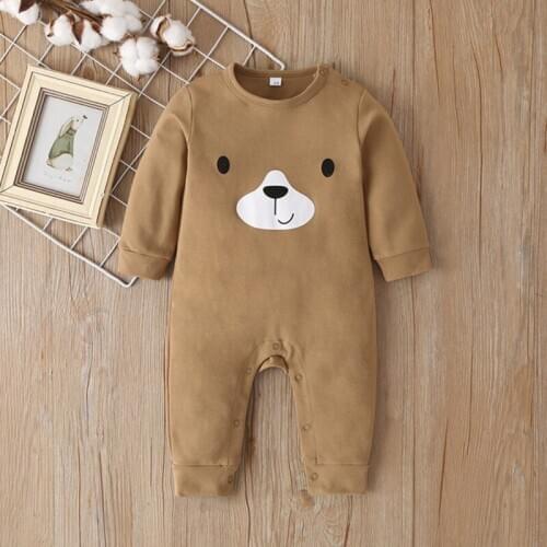 Autumn Baby Romper Long Sleeve Baby Boys Girls Cotton Cartoon Bear Jumpsuit