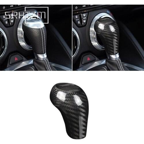 For Chevrolet Camaro 2016 2017 2018 2019 Carbon Fiber Car Gear Head Shift Knob Cover Stickers Interior Trim Accessories