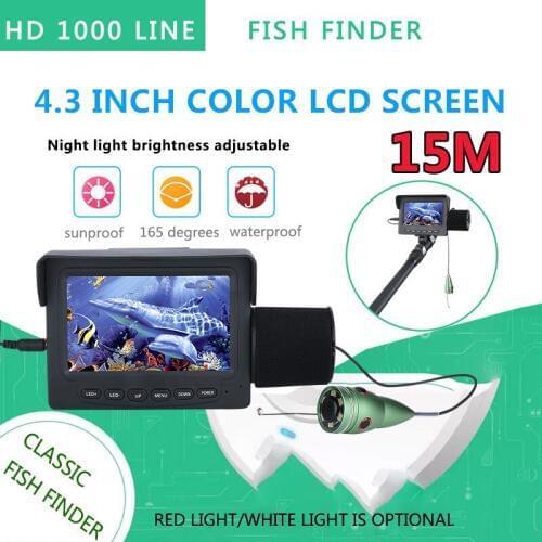15M 1200TVL Fish Finder Underwater Fishing Camera 4.3 inch Monitor 6PCS 6W IR LED Night Vision Camera For Fishing