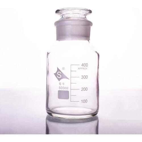 Reagent bottle,wide mouth,clear,Ordinary glass,Normal glass,Capacity 500ml,Graduation Sample Vials