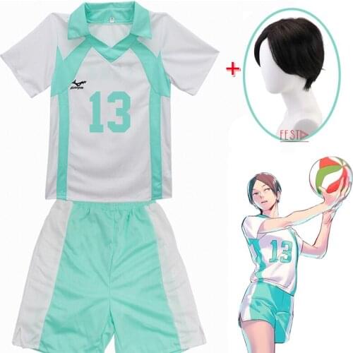 Haikyuu Cosplay Costume Aoba Johsai High School No.13 Kunimi Akira Top Pants Wigs Volleyball Club Uniforms Sportswear T-shirt