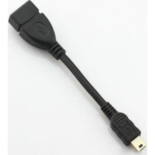 Black New 5pin Mini USB Male To USB 2.0 Type A Female OTG Host Adapter Cable For Cellphone Tablet GPS MP3 MP4 Camera 11cm