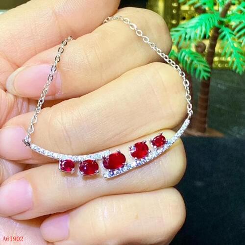 KJJEAXCMY boutique jewelry 925 pure silver inlaid natural ruby womens luxury Pendant Necklace support inspection asdfgh