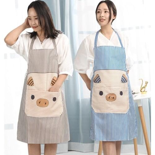 Cute Pig Kitchen Apron Waterproof Anti-oil Polyester Cartoon Printed Home Clean Tool For Cooking Painting Kitchen Accessories