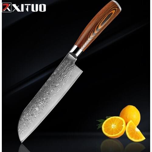 Kitchen Knife 7 Inch Chef Knife Japanese Utility Santoku Knife Meat VG10 Damascus Steel Sashimi Salmon Sushi Tool