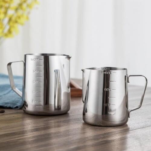 Stainless Steel Milk Frothing Jug Thick Coffee Milk Foamer Mugs Italian Latte Art Jug Milk Pitcher Frother Cup scale 350 -1000ml