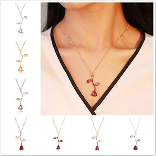 Hot Sale Female Elegant Necklaces Pendants Rose Antlers Charm Gold Chain Choker Necklaces for Women Jewelry Dropship