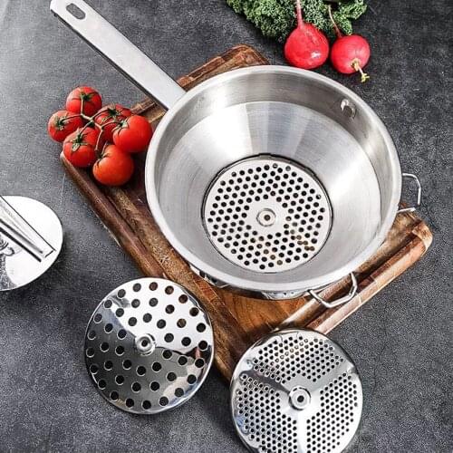 Stainless Steel Pumpkin Potato Masher With Three Interchangeable Discs For Making Potato Mash Fruit Baby Food Kitchen Gadgets