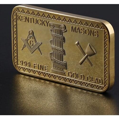 Masonic Lore Masonry Arts Freemasonry 24k Gold bar Clad Bullion gold plated Bar Souvenirs Gifts
