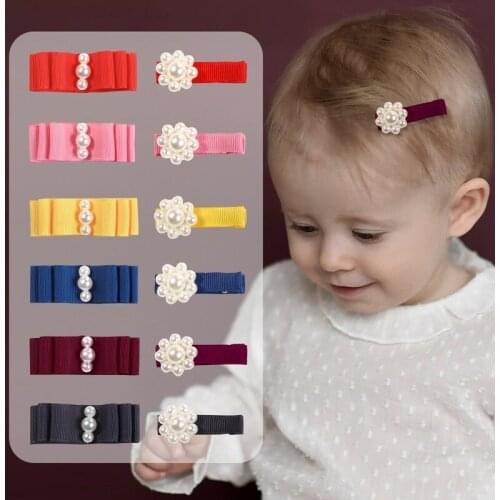 Cute Solid Color Pearl Hairpin Kids New Kids Baby Girls Hair Clips for Girls and Parent-child Bow Clips Sweet Pearl Hair Clip