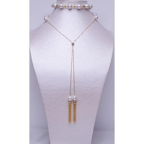 Baroque Pearl Tassel Pendant Sweater Necklace 10-12mm Round Pearl Strong Luster Long Necklace Elegant Necklace Jewelry Lady Gift