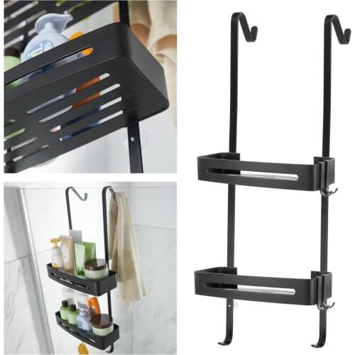 Hanging Shower Caddy Over Door Rust Proof Bathroom Tub Basket Shelf with 4 Hook with Suction Cup