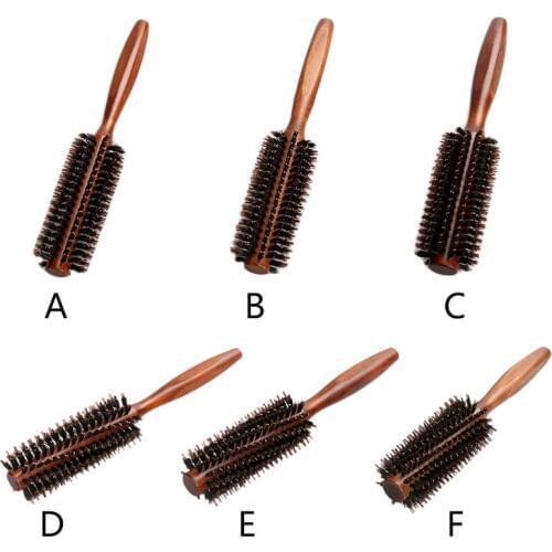 6 Types Straight Twill Hair Comb Natural Boar Bristle Rolling Brush Round Barrel Blowing Curling DIY Hairdressing Styling Tool