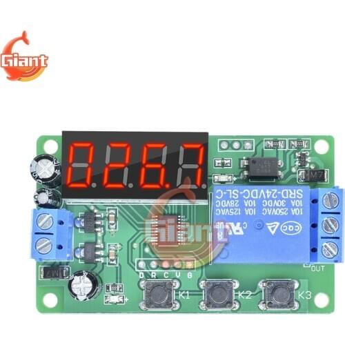 DC 24V Time Delay Relay Module LED Digital Display Timer Switch Trigger Cycle Time Relay Circuit Board Timing Control Module DIY