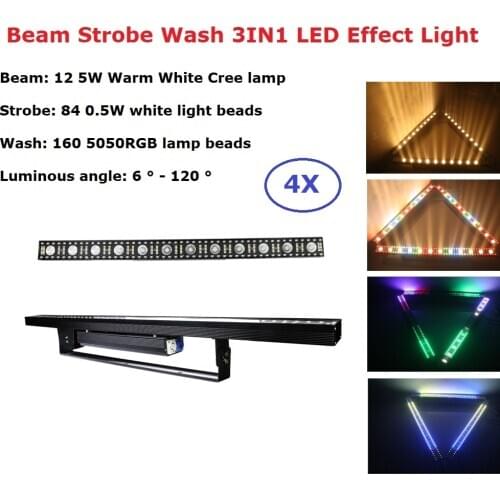 4Pcs/Lot Beam Wash Strobe LED Bar 12X5W Warm White LED Beam Light + 84X0.5W LED Wall Wash Light Music Dj Disco Party Lighting