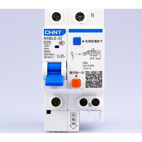 CHINT AC230/400V NXBLE-32 1P+N residual current device D 6 10 16 20 25 32A Electromagnetic release type D leakage protector