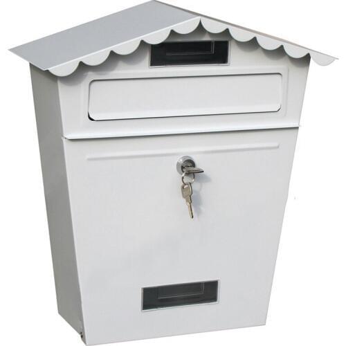 Lockable Secure Mail Letter Post Box Vintage Stainless Steel Metal Mailbox Garden Ornament Retro Wall-mounted Mailbox Home Decor