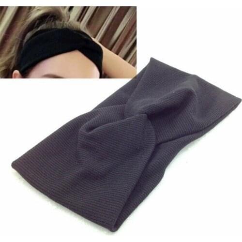 Women Headband Solid Color Wide Turban Twist Knitted Cotton Hairband Spiral Double Girls Makeup Elastic Hair Bands Accessories