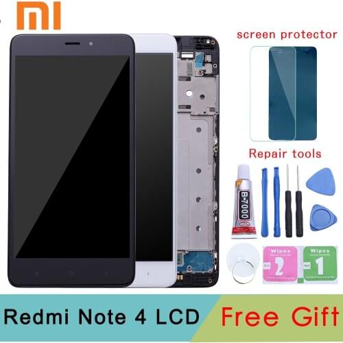 For Xiaomi Redmi Note 4 MediaTek LCD Display Frame Complete Touch Screen Panel Redmi note4 Note 4 MTK LCD Digitizer Spare Parts