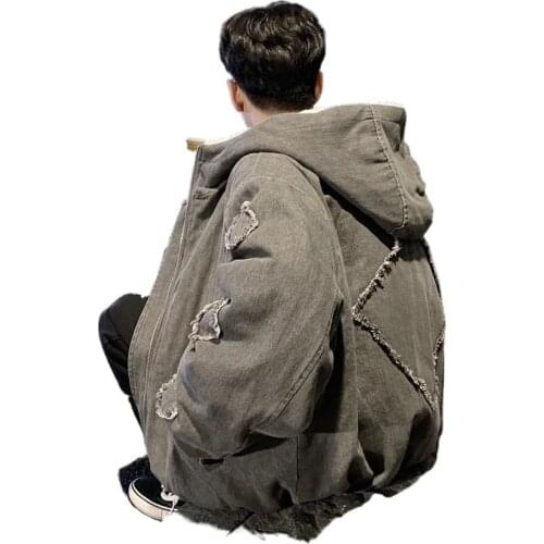 Winter cashmere jacket men thick warm long-sleeved denim cotton cloth casual cloth winter clothing