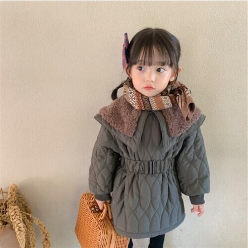 Girls Winter Clothes Padded Jacket Baby Korean Style Childrens Personality Korean Thick Fur Collar Padded Parkas Jacket Outwear