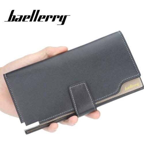 Baellerry Fashion Men Long Wallets Mens Purse Male Clutch Leather Zipper Handbag Card Holder Men Business Male Coin Pocket