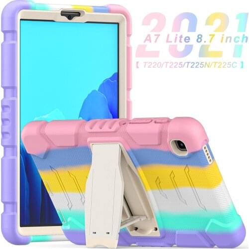 Case For Samsung Galaxy Tab A7 Lite 8.7''2021 T220 T225 T225N/C Shockproof Silicon PC Adjustable kickstand Tablet Cover+film+pen