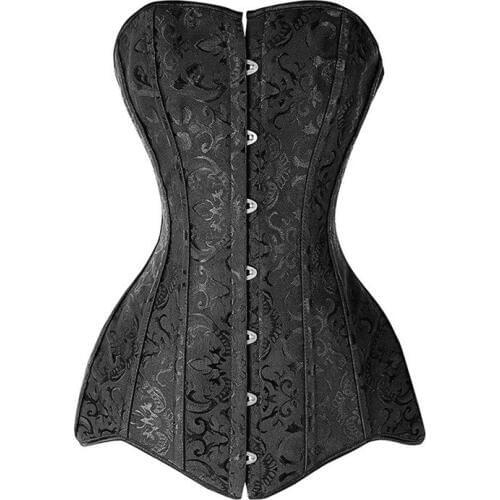 COLDKER Women Plus Size Long Corsets and Bustiers Gothique Gaine Amincissante Ventre Korset Burlesque Corselet Corsage Korsett