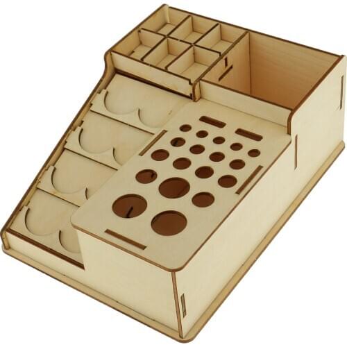 Wooden Paint Bottles Rack Model Organizer Epoxy Tools Storage Box Holder Case #2