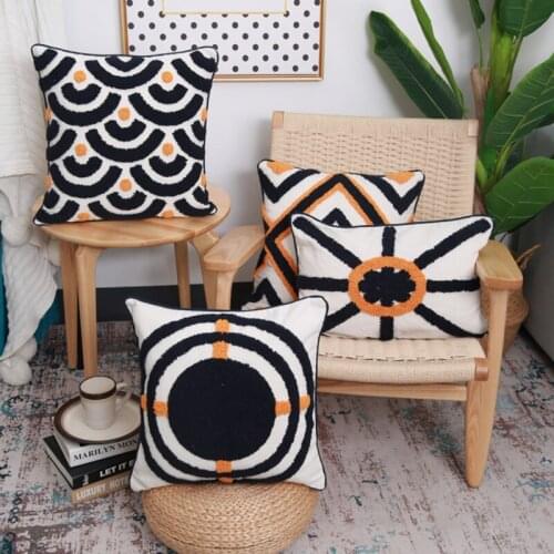 Tufted Geometric Cushion Cover Nordic INS Style Handmade Embroidery Decoration Pillowcase Home Bed Sofa Bedside Pillow Cases