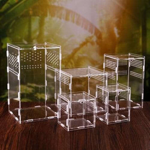 Reptile Breeding Box Transparent Insect Terrarium Breathable Entis Acrylic Assembled Spider Scorpion Breeding Feeding Box