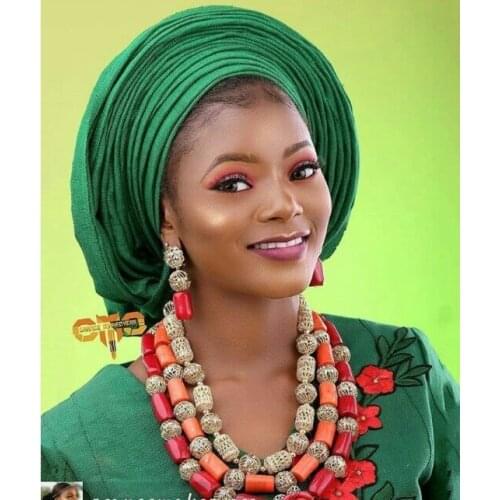 Exclusive Mix Coral and Red African Beads Jewelry Set Real Original Coral Statement Necklace Jewelry for Nigerian Wedding CNR886