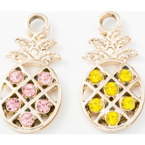 YEPENGFEI 20 PCS Enamel pineappl crystal Charms Alloy jewelry Pendants for Jewelry Making DIY Handmade Craft Accessories js2122