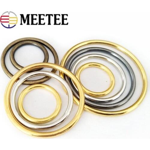 20pcs Meetee O Ring 20-50mm Metal Round Circle for Clothing Handbag Shoes Bags Belt Buckles Hardware Leather Crafts Accessories