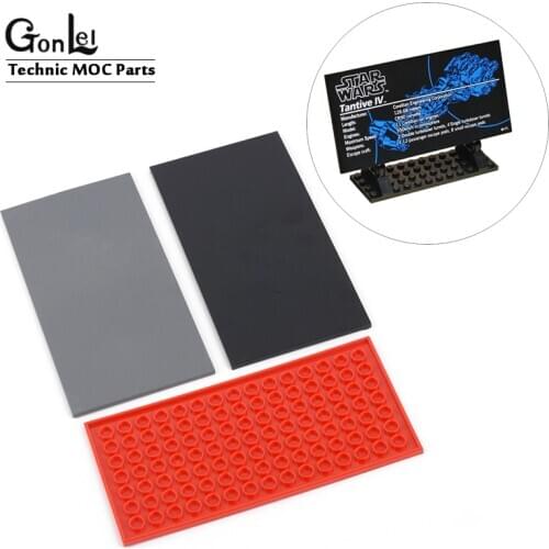 MOC Parts 90498 Flat Tile 8x16 Bottom Tubes Panel Building Blocks Educational Rebrickable Plate Toys for 10221 75244 Nameplate